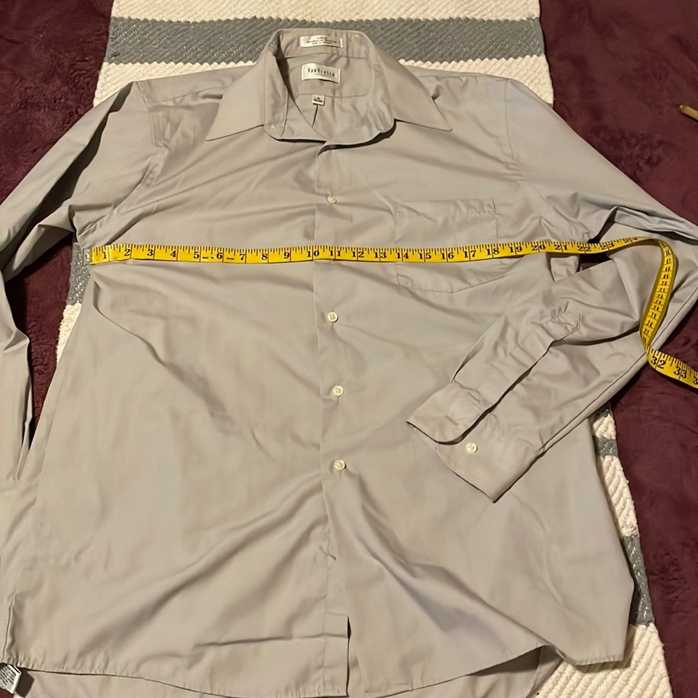 NWOT Van Heusen Gray Pearl Poplin Button-Down Dress Shirt w/ pocket, 16 (34/35)
